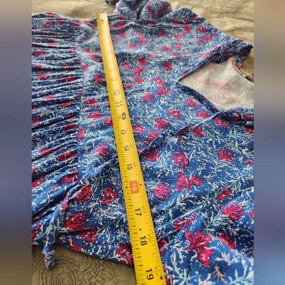 Floral Blue and Pink Women's Top - Picture 6 of 9